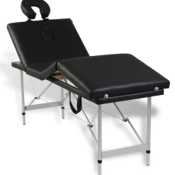 Santé & Beauté-vidaXL Table de massage pliable 4 zones avec cadre en aluminium Noir