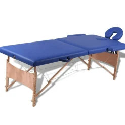 vidaXL Table de massage pliable 2 zones avec cadre en bois