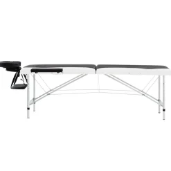 Santé & Beauté-vidaXL Table de massage pliable 2 zones Aluminium Noir et blanc