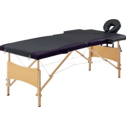 Santé & Beauté-vidaXL Table de massage pliable 2 zones Bois Noir