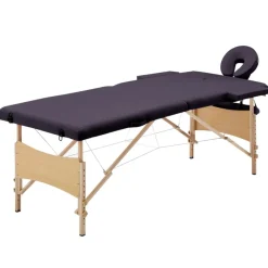 vidaXL Table de massage pliable 2 zones Bois