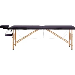 vidaXL Table de massage pliable 2 zones Bois