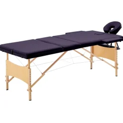 Santé & Beauté-vidaXL Table de massage pliable 3 zones Bois Violet
