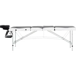 Santé & Beauté-vidaXL Table de massage pliable 4 zones Aluminium Noir et blanc