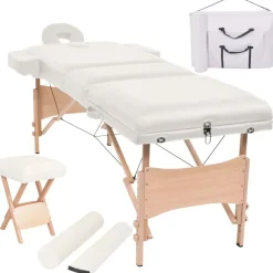 vidaXL Table de massage pliable et tabouret 10 cm d'épaisseur