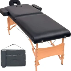 Santé & Beauté-vidaXL Table de massage pliable à 2 zones 10 cm d'épaisseur Noir