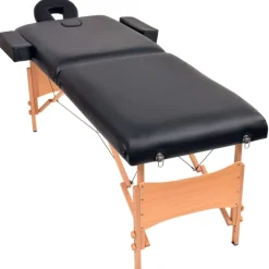 Santé & Beauté-vidaXL Table de massage pliable à 2 zones 10 cm d'épaisseur Noir