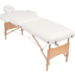 Santé & Beauté-vidaXL Table de massage pliable et tabouret 10 cm d'épaisseur Blanc