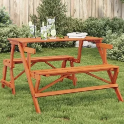 vidaXL Table de pique-nique avec bancs sapin massif 2 en 1 convertible
