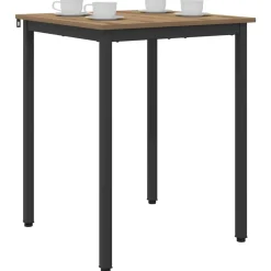 Tables-vidaXL Table de salle à manger / Table de repas 60 x 60 x 75 cm MÉTAL ch&ecirc;ne artisanal