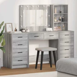 vidaXL Table de Toilette 3 pcs Gris Sonoma Bois d'ingénierie
