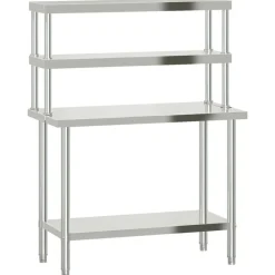 vidaXL Table de travail de cuisine avec étagère 110x55x150 cm inox