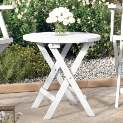 vidaXL Table pliable de jardin Ø 46 cm bois d'acacia solide