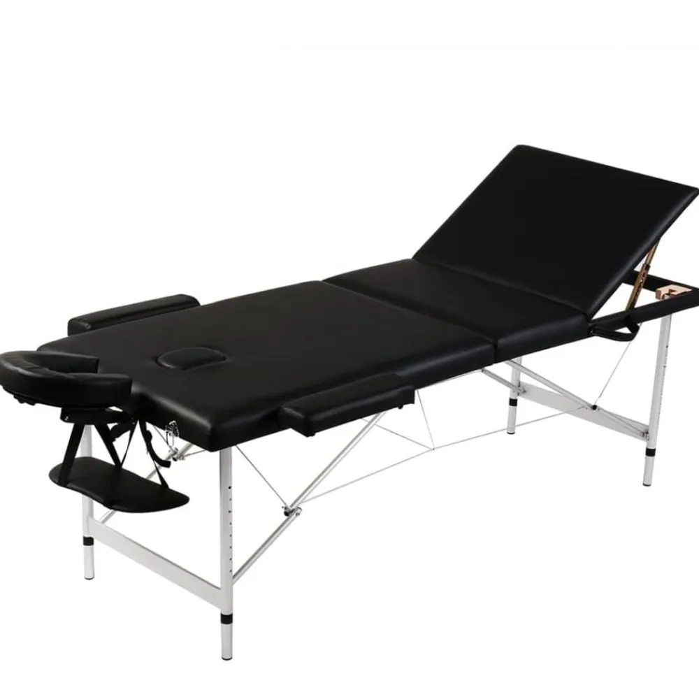vidaXL Table pliable de massage 3 zones avec cadre en aluminium