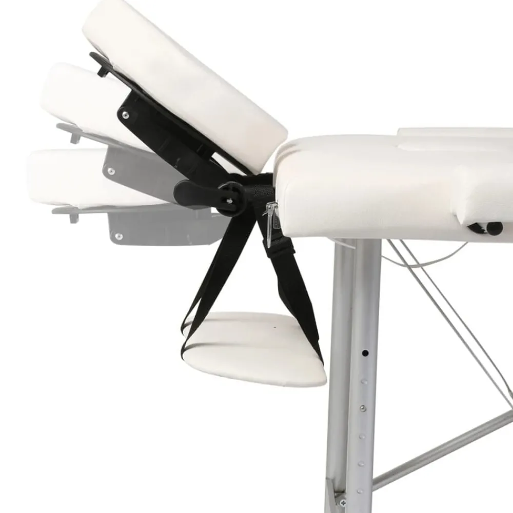 vidaXL Table pliable de massage Blanc crème 3 zones cadre en aluminium