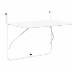 Mobilier De Jardin-vidaXL Table Suspendue de Balcon 60 x 39 x 65 cm Acier Blanc