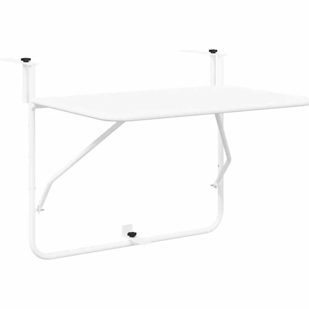 Mobilier De Jardin-vidaXL Table Suspendue de Balcon 60 x 39 x 65 cm Acier Blanc