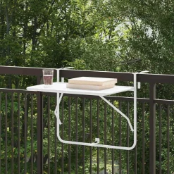 Mobilier De Jardin-vidaXL Table Suspendue de Balcon 60 x 39 x 65 cm Acier Blanc