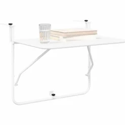Mobilier De Jardin-vidaXL Table Suspendue de Balcon 60 x 39 x 65 cm Acier Blanc