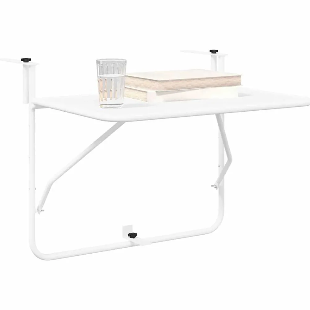 Mobilier De Jardin-vidaXL Table Suspendue de Balcon 60 x 39 x 65 cm Acier Blanc