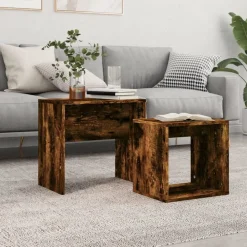 vidaXL Tables basses gigognes 2 pcs chêne fumé bois d'ingénierie