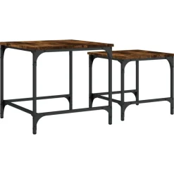 Tables-vidaXL Tables basses gigognes 2 pcs chêne fumé bois d'ingénierie Ch&ecirc;ne fumé
