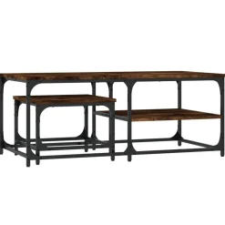 Tables-vidaXL Tables basses gigognes 2 pcs chêne fumé bois d'ingénierie Ch&ecirc;ne fumé