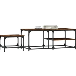 Tables-vidaXL Tables basses gigognes 2 pcs chêne fumé bois d'ingénierie Ch&ecirc;ne fumé