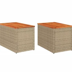 vidaXL Tables d'appoint de jardin 2 pcs rotin bois massif