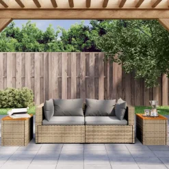 vidaXL Tables d'appoint de jardin 2 pcs rotin bois massif