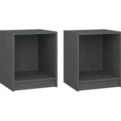 Tables-vidaXL Tables de chevet 2 pcs 35,5x33,5x41,5cm Bois de pin massif Gris