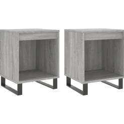 Tables-vidaXL Tables de chevet 2 pcs 40x35x50 cm bois ingénierie Sonoma gris