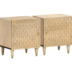Tables-vidaXL Tables de chevet 2 pcs 40x33x46 cm Bois de manguier solide Marron