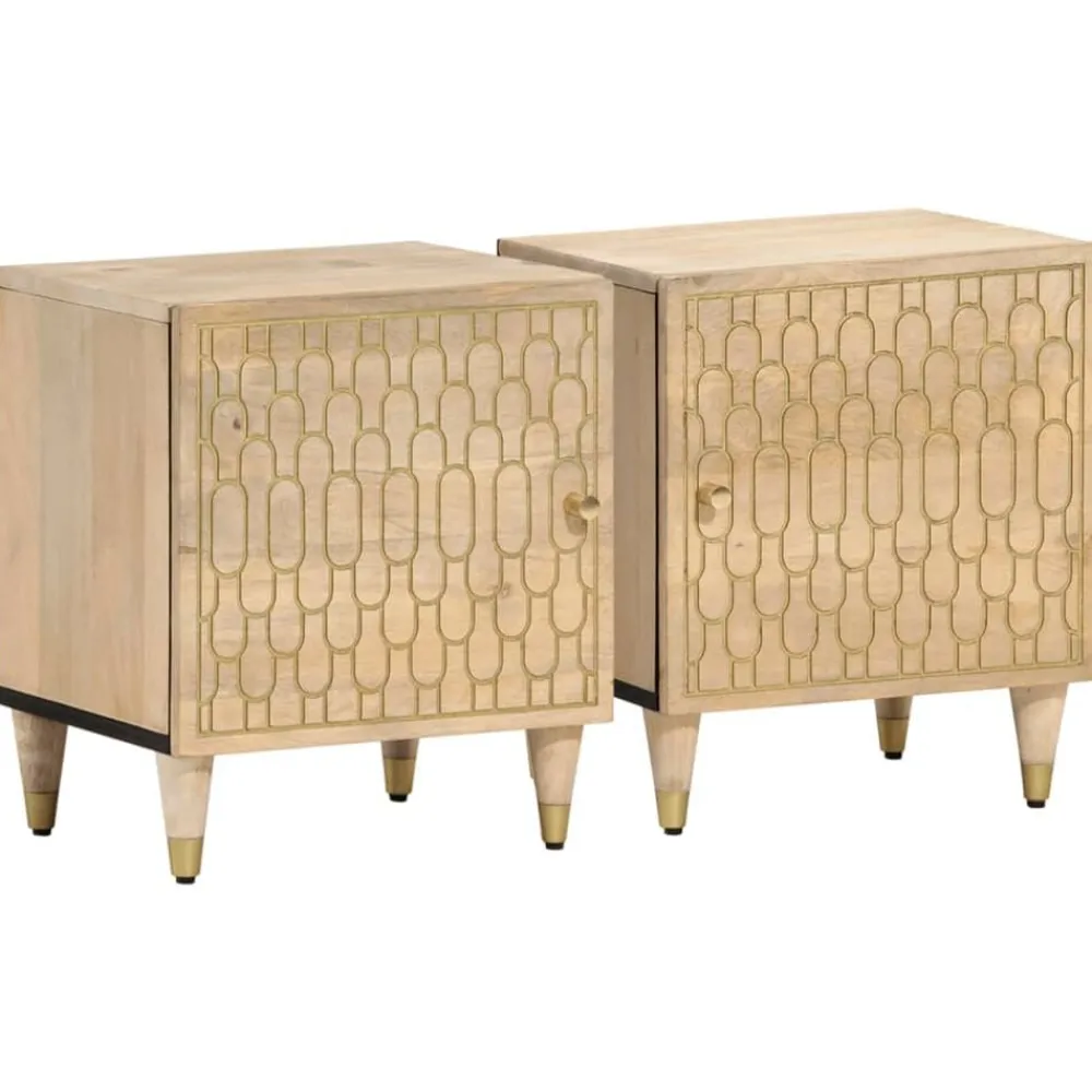 Tables-vidaXL Tables de chevet 2 pcs 40x33x46 cm Bois de manguier solide Marron