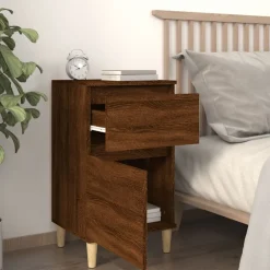 Tables-vidaXL Tables de chevet 2 pcs chêne marron 40x35x70 cm Ch&ecirc;ne marron