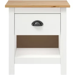 Tables-vidaXL Tables de chevet 2 pcs Hill 46x35x49,5 cm Bois de pin solide Blanc et marron