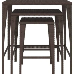 Tables-vidaXL Tables gigognes 3 pcs résine tressée Marron