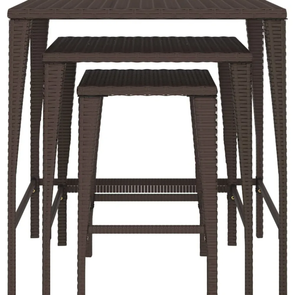 Tables-vidaXL Tables gigognes 3 pcs résine tressée Marron