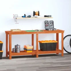 vidaXL Établi avec étagère 180 x 50 x 80 cm Pin massif