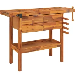 Accessoires De Quincaillerie-vidaXL Établi avec tiroirs et étaux 124x52x83 cm Bois massif d'acacia