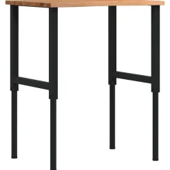 Accessoires De Quincaillerie-vidaXL Établi marron clair 80x60x(71,5-98) cm bois de chêne massif noir et marron clair