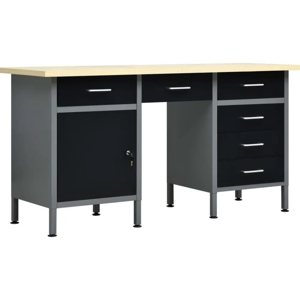 vidaXL Établi Noir 160x60x85 cm Acier