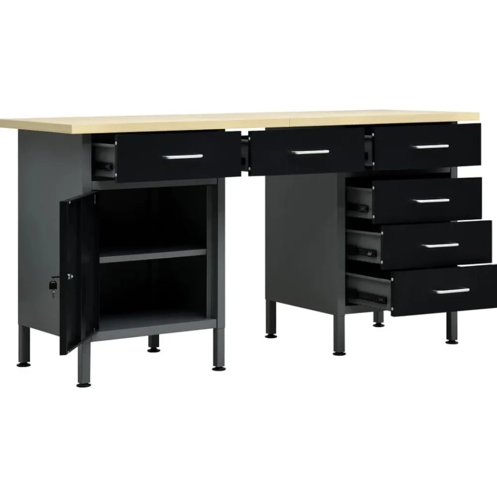 vidaXL Établi Noir 160x60x85 cm Acier