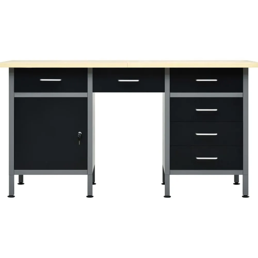 vidaXL Établi Noir 160x60x85 cm Acier
