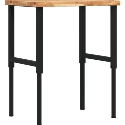Accessoires De Quincaillerie-vidaXL Établi 80x60x(73-99,5) cm bois de chêne massif rectangulaire marron foncé et noir