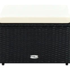 vidaXL Tabouret / repose-pied Résine tressée 53 x 53 x 30 cm Noir