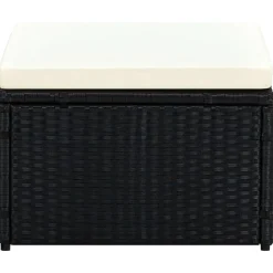 vidaXL Tabouret / repose-pied Résine tressée 53 x 53 x 30 cm Noir