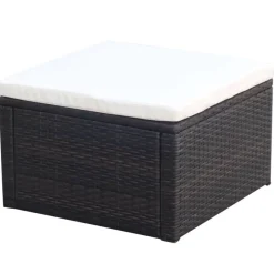 vidaXL Tabouret / repose-pied Résine tressée 53 x 53 x 30 cm