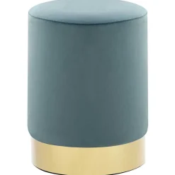 Fauteuils Et Chaises-vidaXL Tabouret et doré Velours 28 x 36 cm Bleu clair