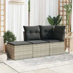 vidaXL Tabouret de jardin coussin 55x55x37cm résine tressée